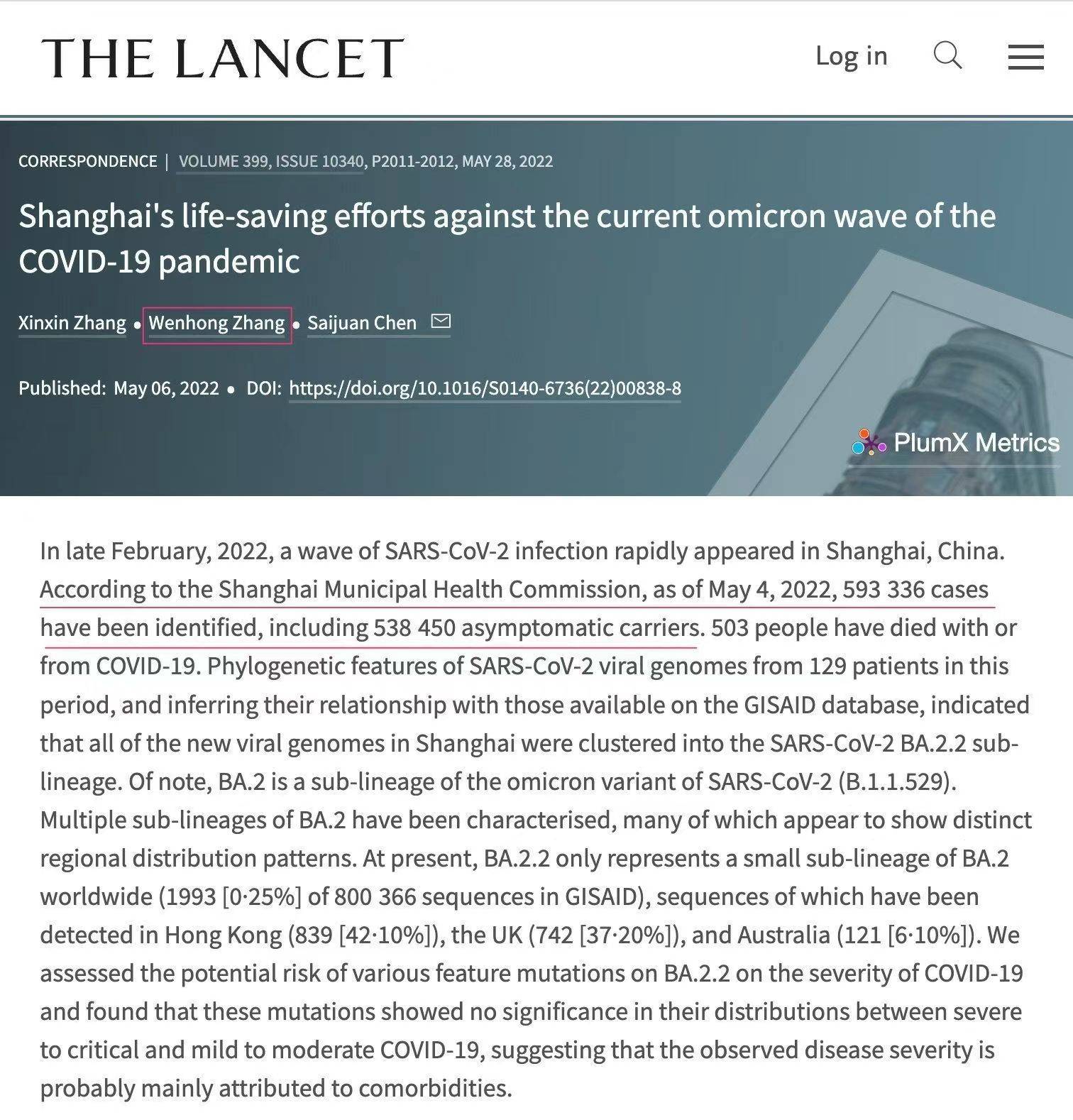 Some thoughts on Dr. Wenhong Zhang